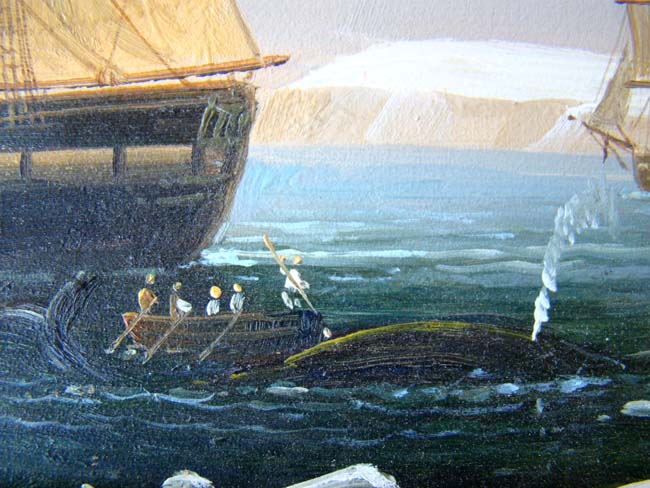 A 20th century Oil Painting by James Hardy depicting a 19th century Arctic Whaling Expedition — image 3